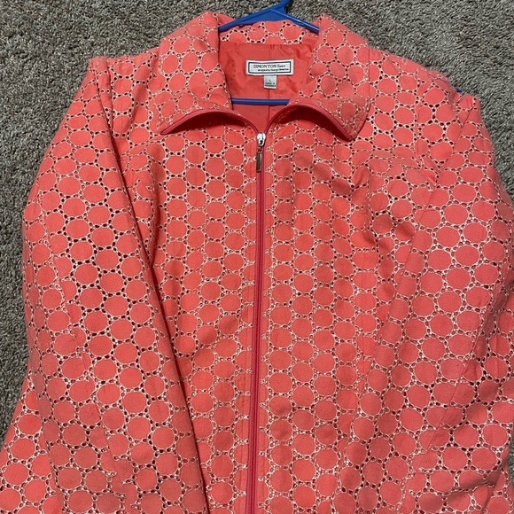Simonton Says jacket Women’s Large lightweight w/Liner zipper front Coral Orange - Picture 3 of 9